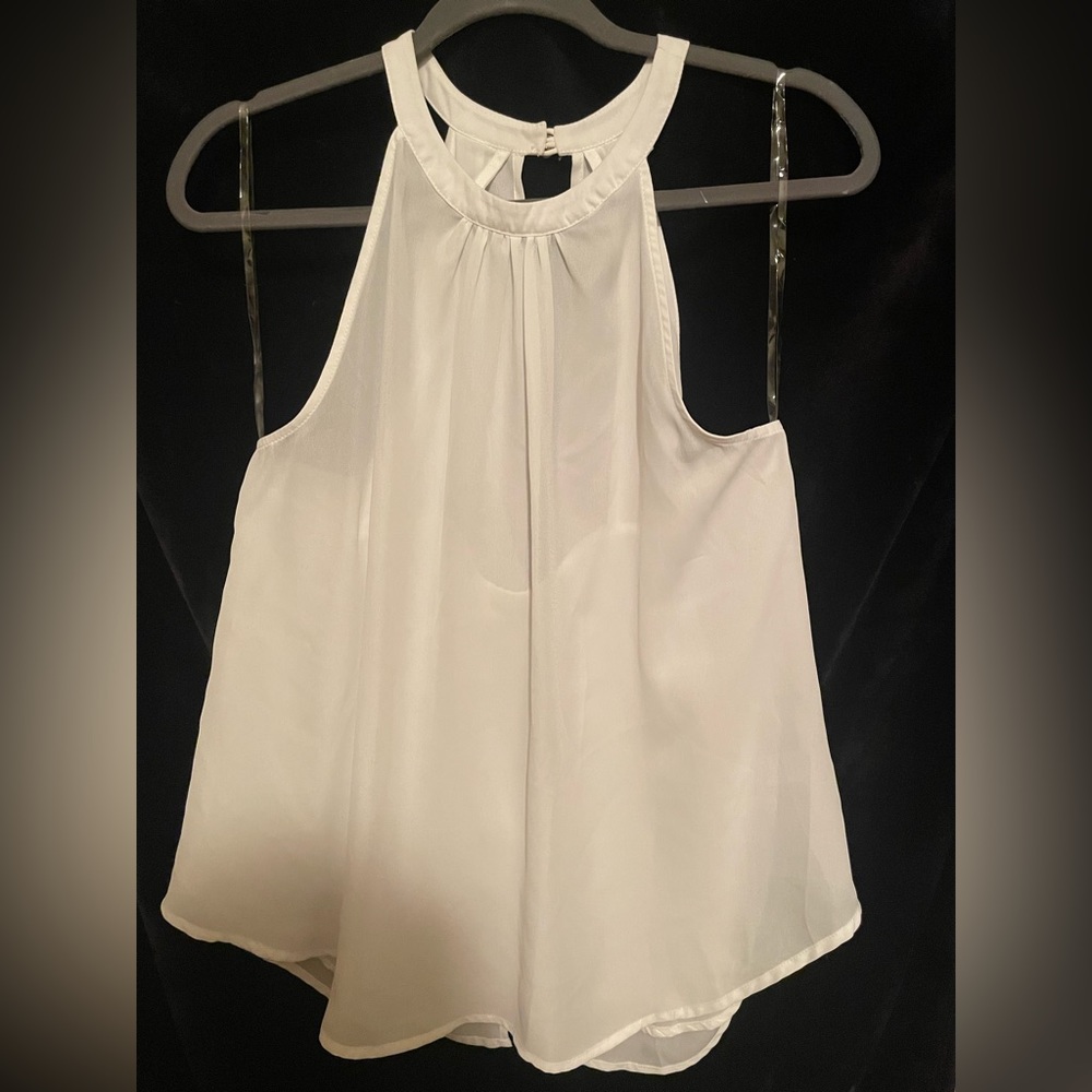 Staccato Halter Neck White Top, Large
